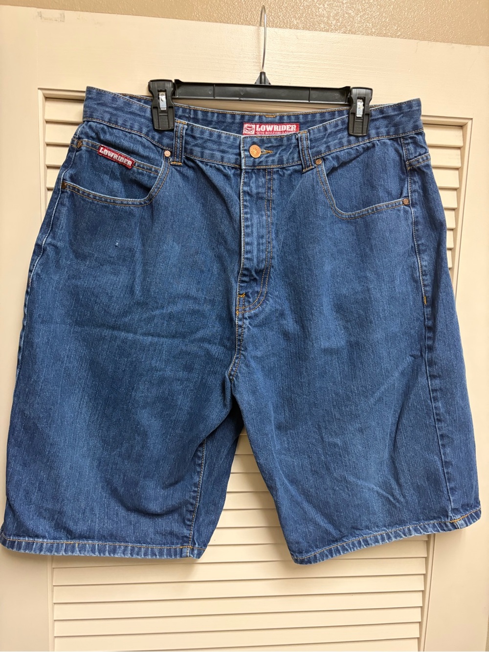 Lowrider Denim Shorts Men 40 (36) Blue Baggy Hip Hop Skater Y2K Chicano Jorts